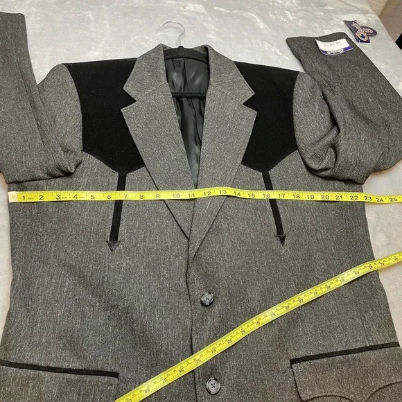NWT Circle S Mens Boise Sport Coat Mens 44L Gray Black Suede Yoke Cowboy Western